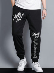 Youth Boy Print Drawstring Sweatpants Loose Fit Pants Men