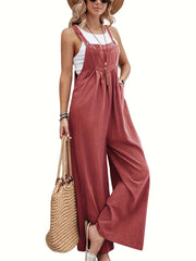 Wide Leg Overall Jumpsuit Casual Button Overall Jumpsuit