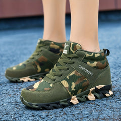 Women's Camo Print High Top Running Shoes Lace Up Sneakers