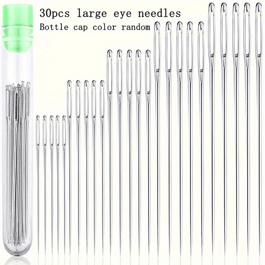 30pcs Large Eye Needles Sewing Needles Transparent Storage Tube
