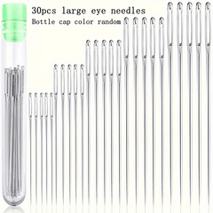 30pcs Large Eye Needles Sewing Needles Transparent Storage Tube