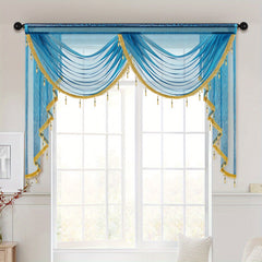 European Style Transparent Sheer Curtain with Rod Pocket