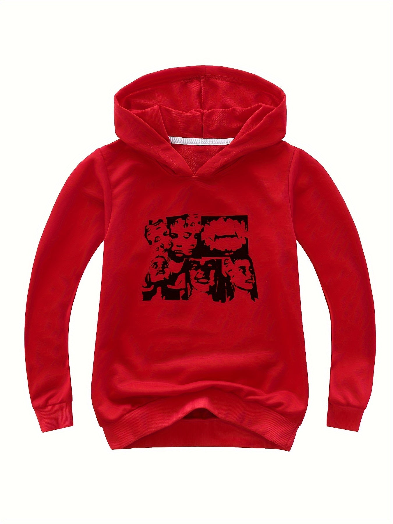 Portrait Print Girls Pullover Hooded Sweatshirt for Autumn Winter