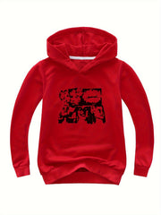 Portrait Print Girls Pullover Hooded Sweatshirt for Autumn Winter