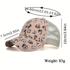 Leopard Ponytail Hole Adjustable Baseball Cap Hip Hop Hat