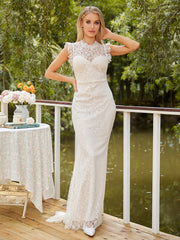 Vintage Lace Trim Sleeveless Wedding Dress