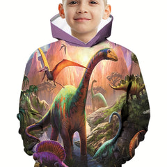 Dino 3D Pattern Print Boys Sweatshirt Hoodie For Spring Fall
