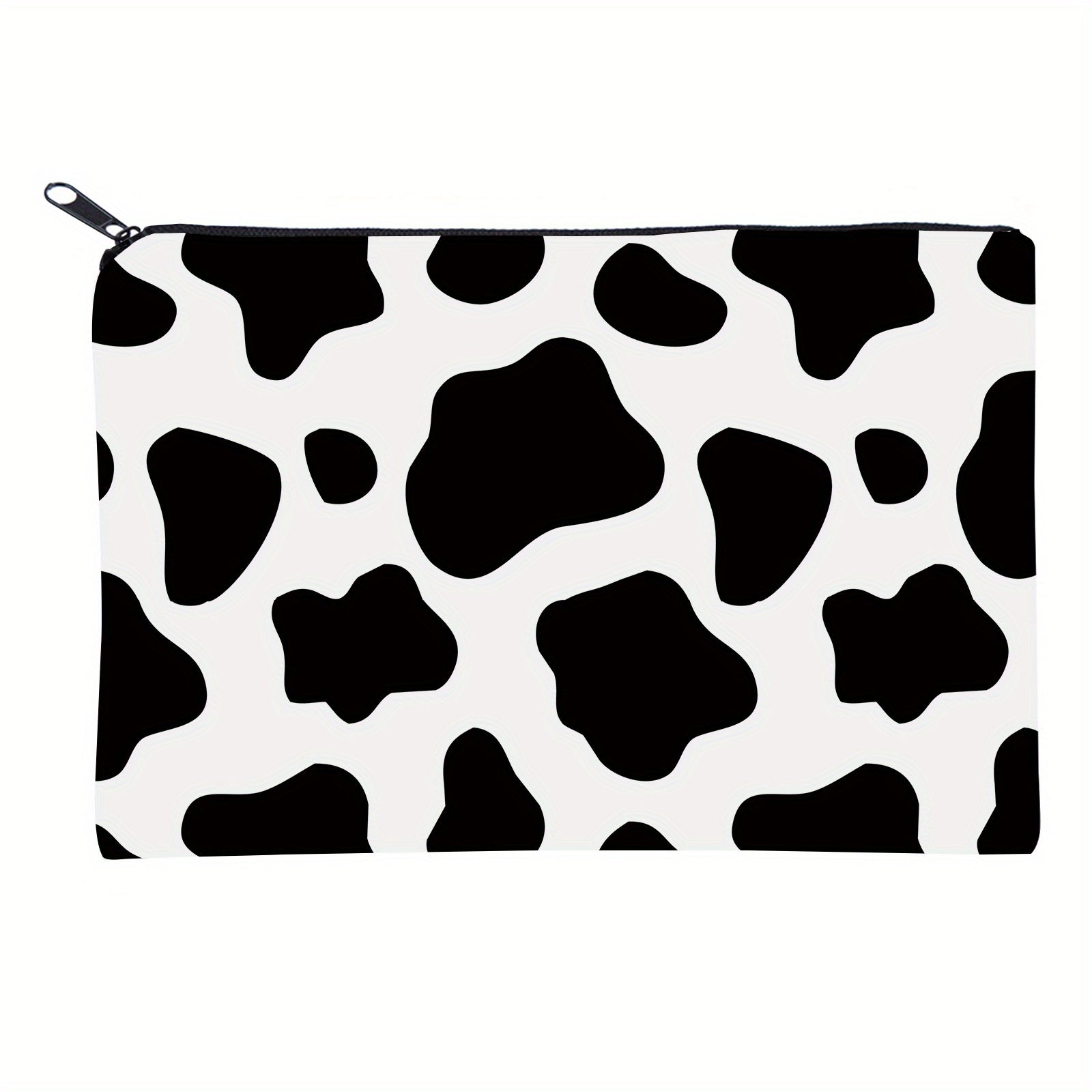 Cow Print Travel Makeup Bag for Women with Zipper