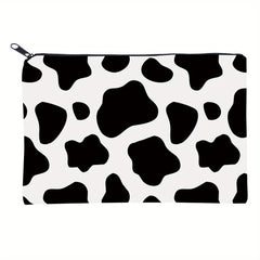 Cow Print Travel Makeup Bag for Women with Zipper