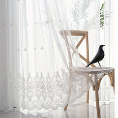 Pastoral Style Embroidered Sheer Curtain