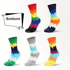 Men's Rainbow Breathable Mid Calf Sports Socks