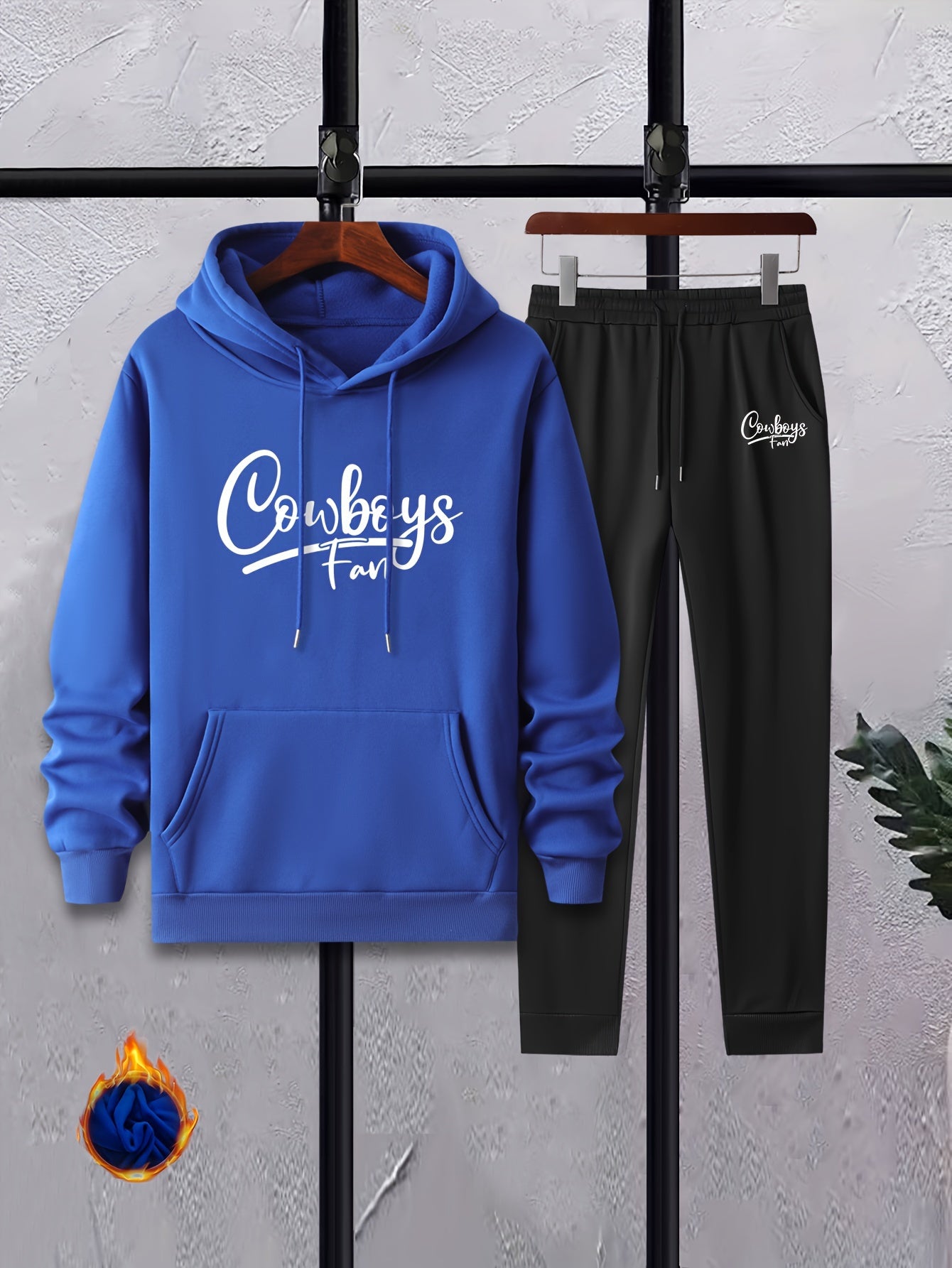 Men's Cowboy Fan Crew Neck T Shirt Hooded Sweatshirt & Sweatpants Set