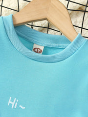 Boys Hi Kitten Sweatshirt Long Sleeve Round Neck Casual Pullover Top