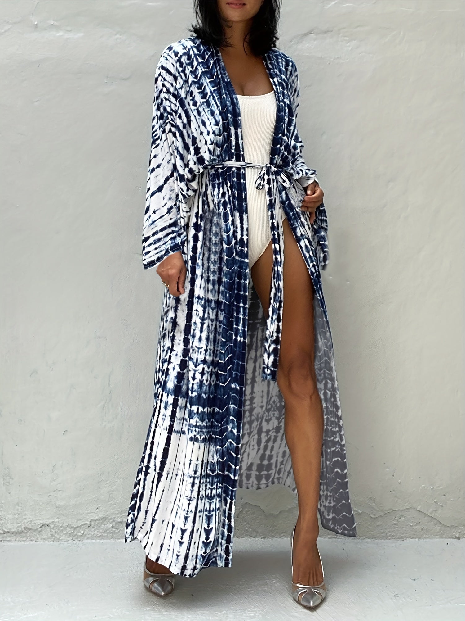 Tie Dye Long Sleeve Maxi Cover Up