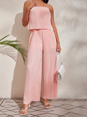 Solid Sleeveless Jumpsuit Casual Wide Leg Jumpsuit Women