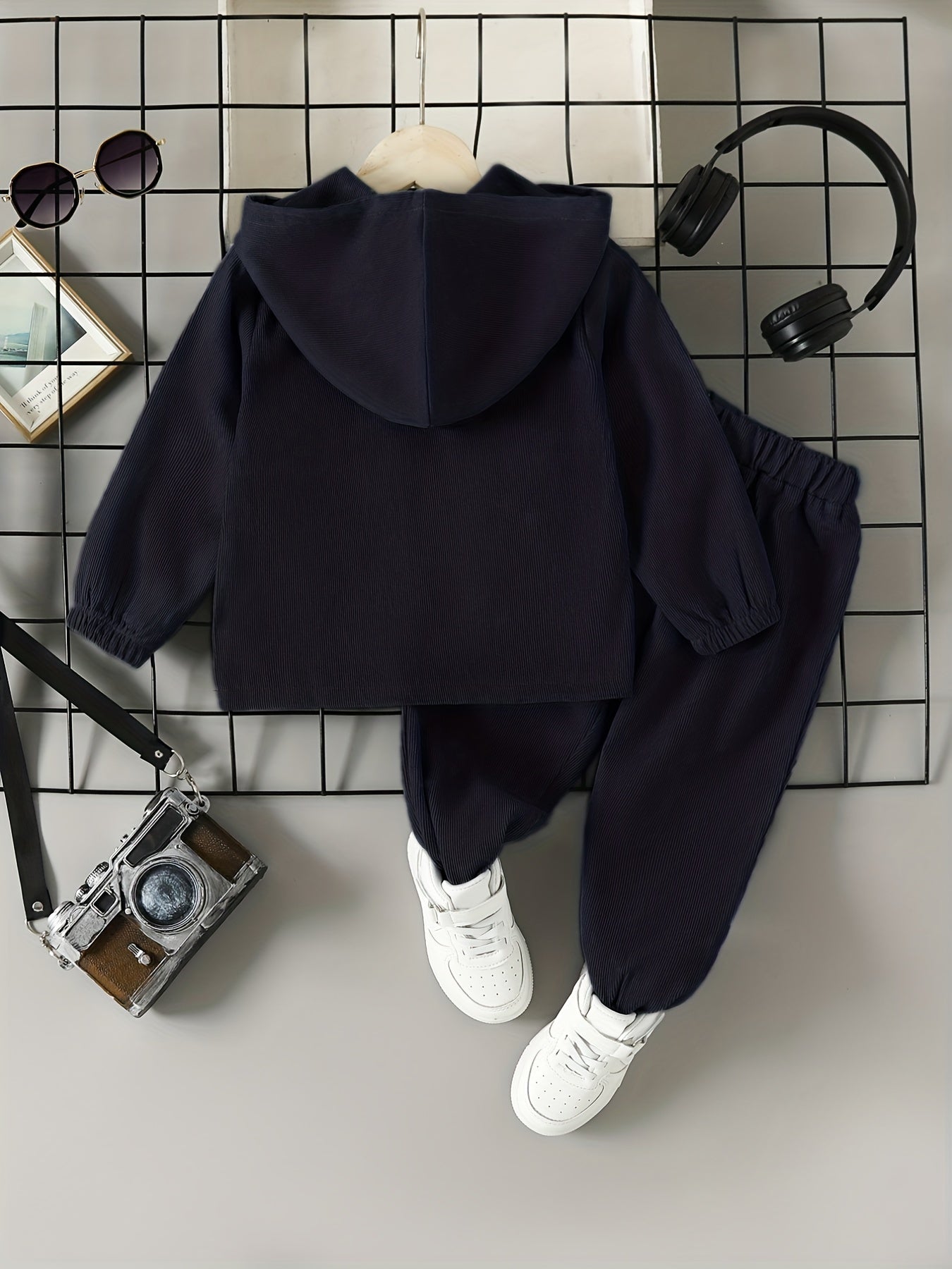 Boys Corduroy Hooded & Elastic Waist Pants Set