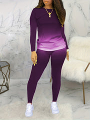 Women's Plus Ombre Print Top & Pants Set