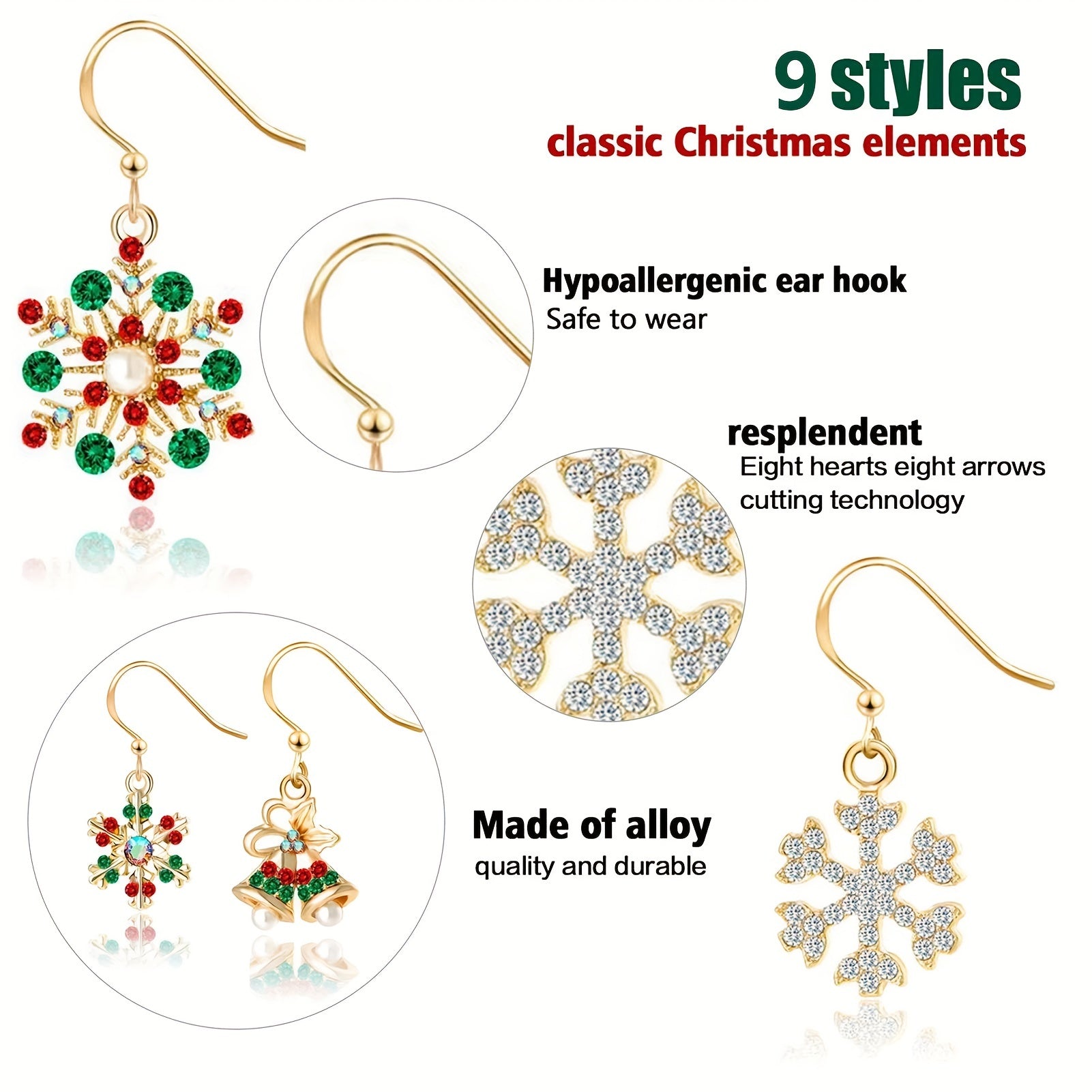 Christmas Earrings Snowflake & Tree Design