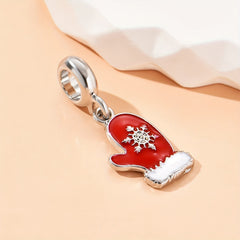 1pc Christmas Snowflake Gloves Pendant DIY Bracelet String Gray Multicolor