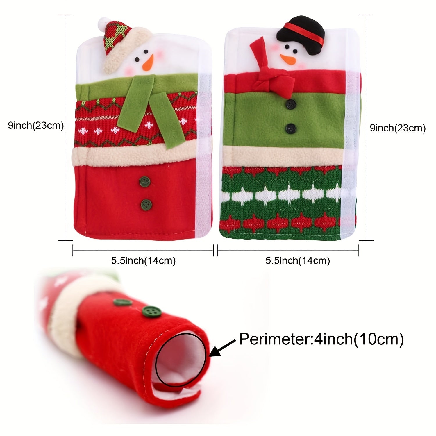 3pcs Snowman Christmas Fridge Handle Covers Kitchen Appliance Protector