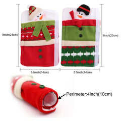 3pcs Snowman Christmas Fridge Handle Covers Kitchen Appliance Protector