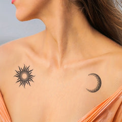 Sun & Moon Together Waterproof Tattoo Sticker