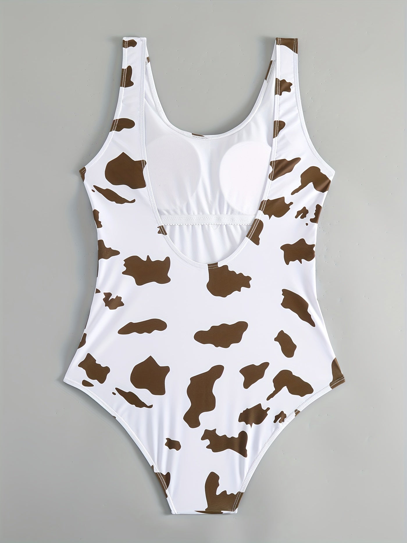Cow Print Round Neck One Piece Swimsuit