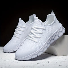 PLUS SIZE Men's Knit Breathable Running Shoes Lace Up Comfy Soft Sole Sneakers