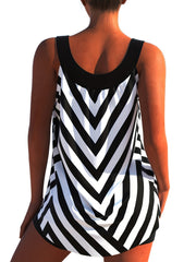 Geometric Print Tank Top & Shorts Swimsuit Set