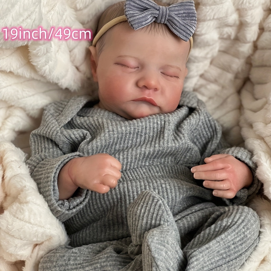 19" 49cm Reborn Doll Sleeping Doll Artificial Volumetric Skin Tone Hand Painted