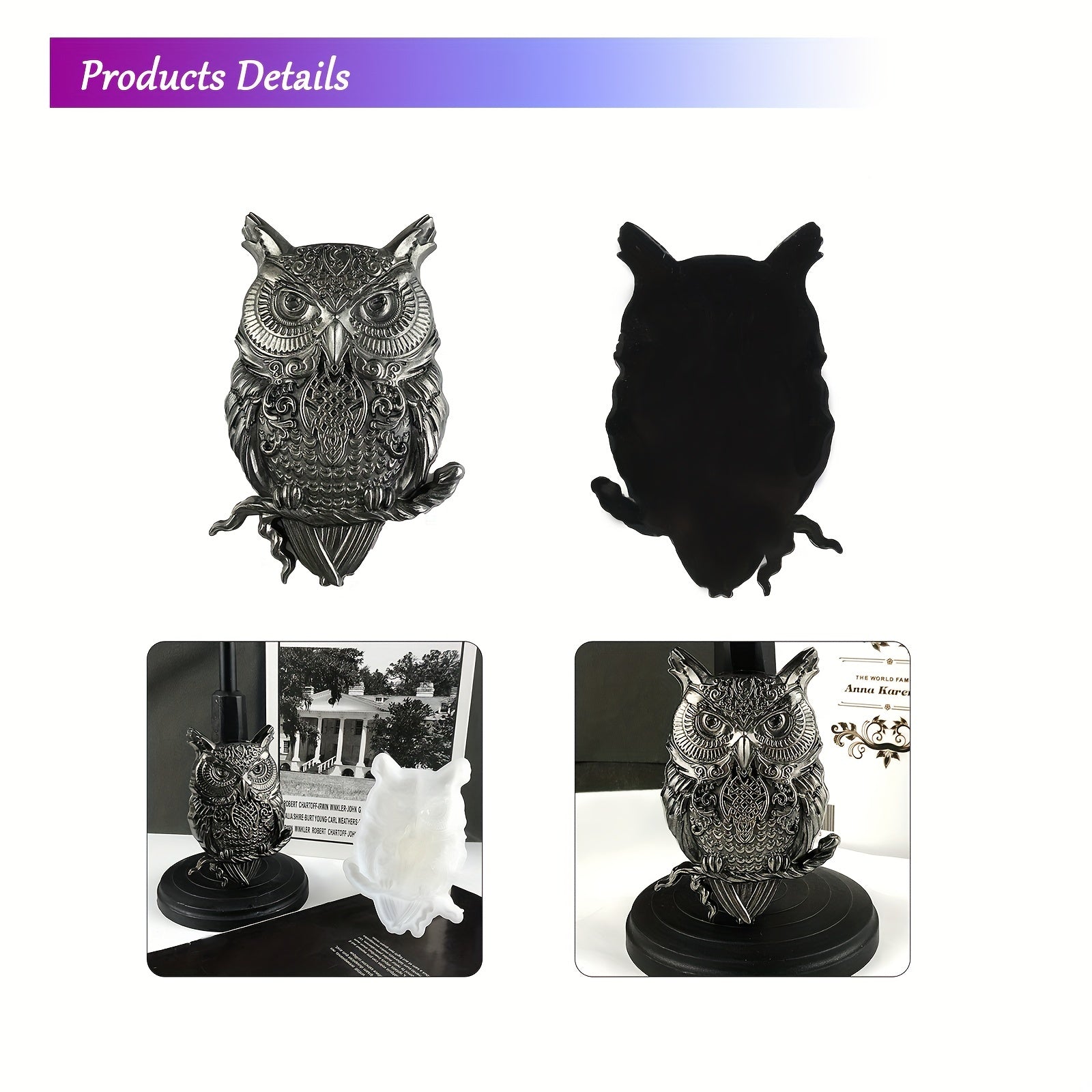 3D Owl Silicone Mold Large Animals Statue Epoxy Mould