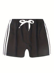 3pcs Boys Stripe Cotton Shorts Quick drying Drawstring Shorts