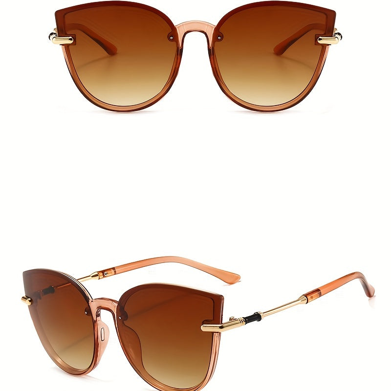 Cat Eye Sunglasses Mod Gradient Lens Metal Temple Glasses UV400
