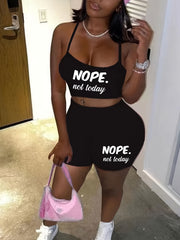 Nope Not Today Print Cami Top & Shorts Set