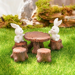 5pcs Mini Tree Stump Garden Art Resin Ornaments
