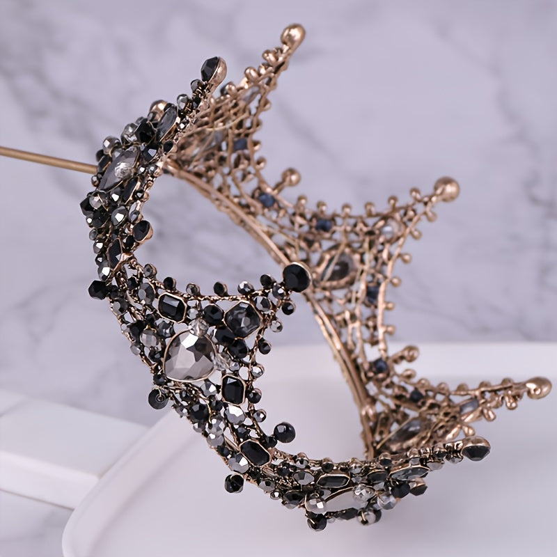 Baroque Crown Bridal Crystal Tiara Crown Gothic Wedding Headpiece Vintage Queen