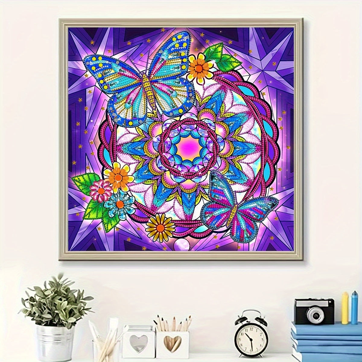 Butterfly Flower Diamond Painting Kit DIY 5D Special Shape Crystal Beginner Art