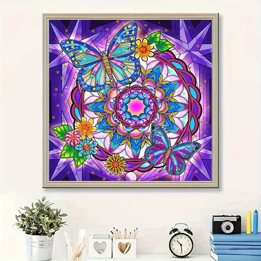 Butterfly Flower Diamond Painting Kit DIY 5D Special Shape Crystal Beginner Art