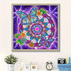 Butterfly Flower Diamond Painting Kit DIY 5D Special Shape Crystal Beginner Art