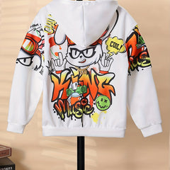 Animal & Letter Print Boys Hoodie for Spring Fall
