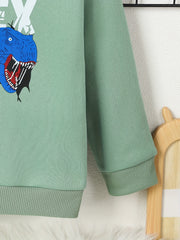 T REX Print Kid's Thermal Sweatshirt Long Sleeve Top