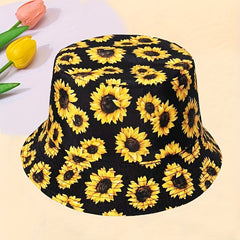 Sun Flower Fisherman Hat Printed Casual Bucket Hat Women Outdoor