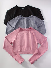 3pcs Long Sleeved Sports Top Running Yoga Top Women's Tops