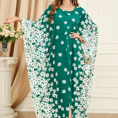 Abaya Dress Women's Plus Ditsy Floral Print Bat Sleeve