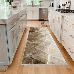 Kitchen Rug Crystal Velvet TPR Bottom Triangle Pattern Non slip Mat