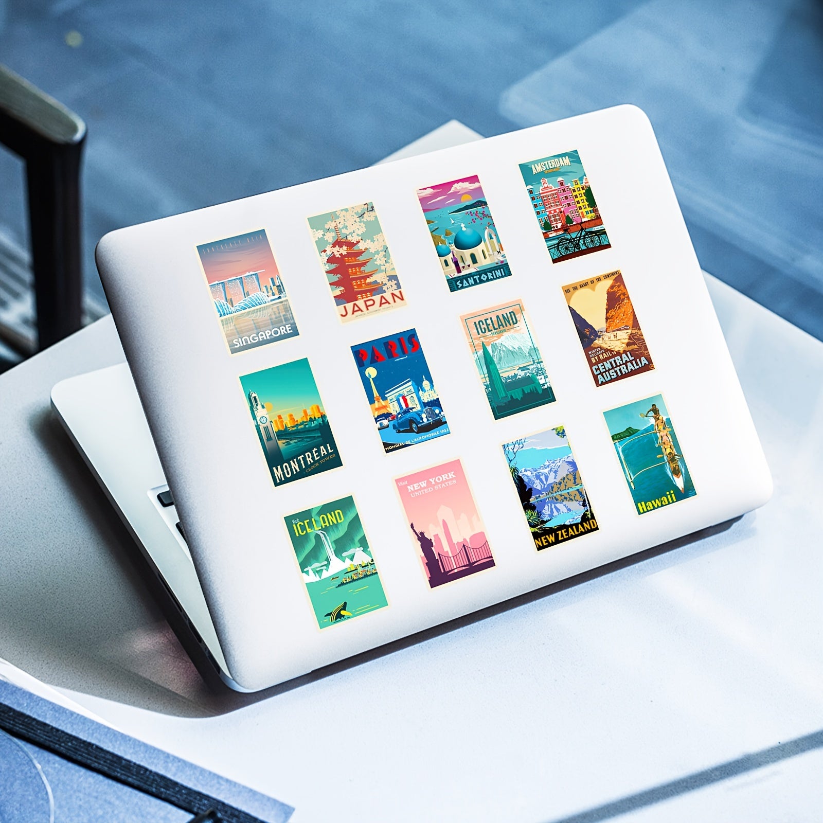 300pc 12 Sheets World Landmark Retro Poster Waterproof Stickers