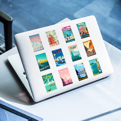 300pc 12 Sheets World Landmark Retro Poster Waterproof Stickers