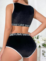 Letter Print Bra & Panties Set