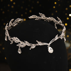 Vintage Crystal Rhinestone Leaf Tiara Crown Headband Hair Accessories
