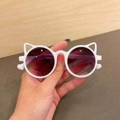 Kids Cat Ear Round Sunglasses UV Resistant